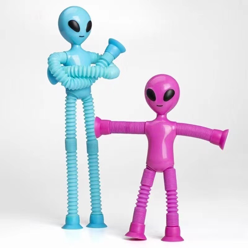 Cartoon Alien Educational Toys for Kids Learning Wholesale Novelty Gag Toys Suction Cup Expansion Tube