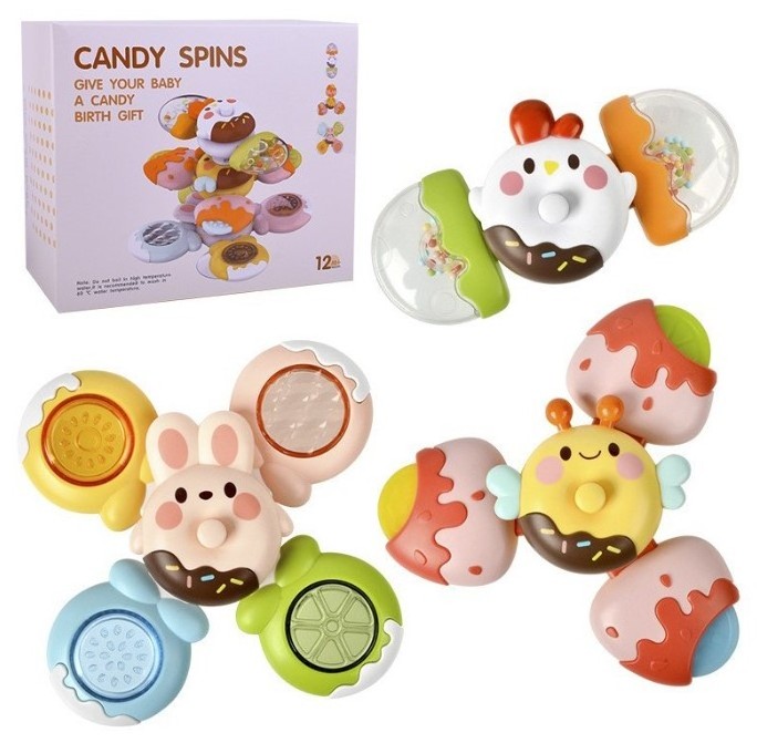 2023 Hot Selling Toy Cute Candy Animal Baby Bathing Spinner Toy Fingertip Suction Cup Spinner