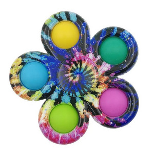 Decompression Rotating Spinner Interesting Colorful Rainbow Flowery Press Fidget Toy