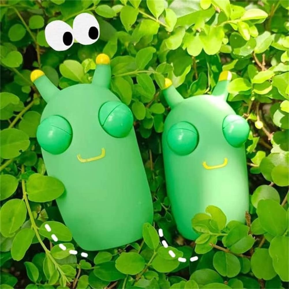 New Funny Green Eye Grass Worm Pinch Toys Stress Relief Fidget Toys for Adults Kids