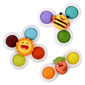 Early Educational Suction Cup Spinning Top Silicone Flipping Toy Baby Simple Puzzle Push Game