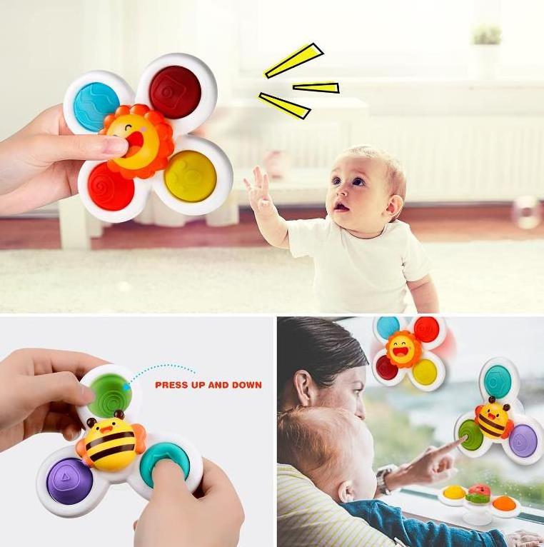 Early Educational Suction Cup Spinning Top Silicone Flipping Toy Baby Simple Puzzle Push Game