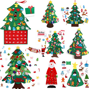 New Xmas Wall Decoration Hanging Santa Tree Advent Calendar Felt fabric Christmas 24 Days Countdown Calendar