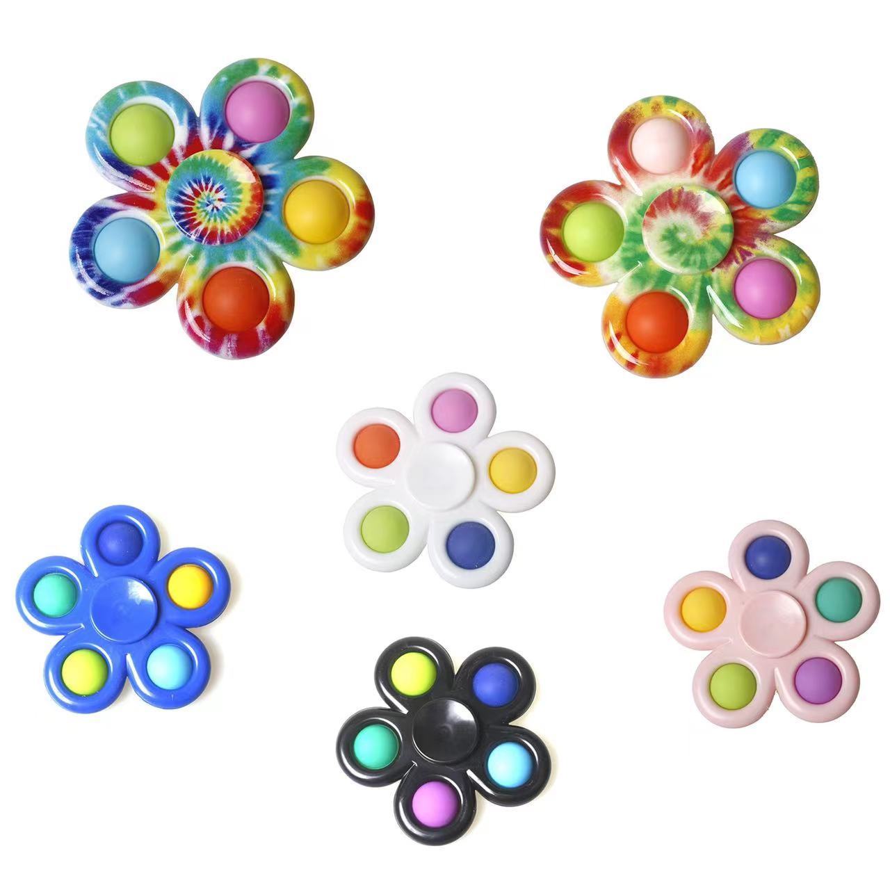 Decompression Rotating Spinner Interesting Colorful Rainbow Flowery Press Fidget Toy