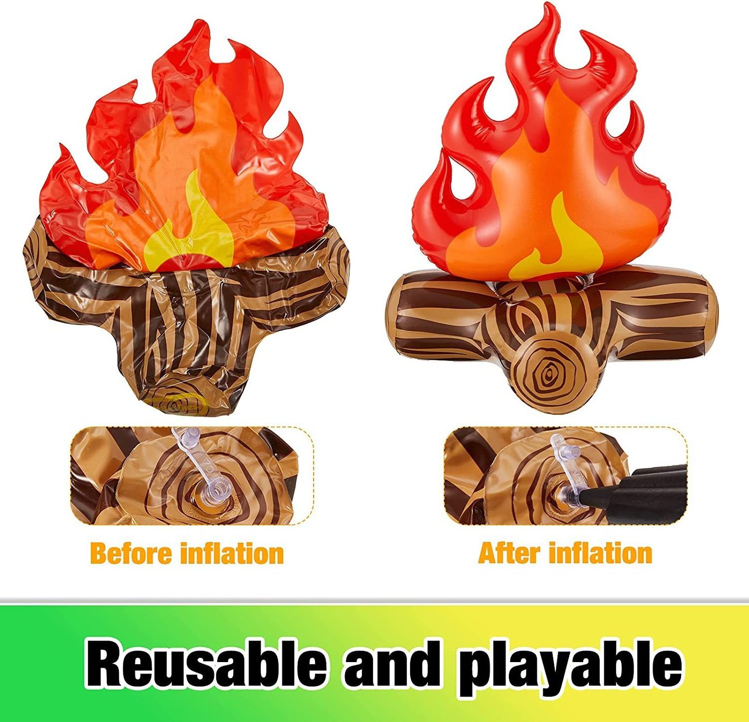 New Bonfire Party Decor PVC Inflatable Campfire Camping Props for Indoor Outdoor Party