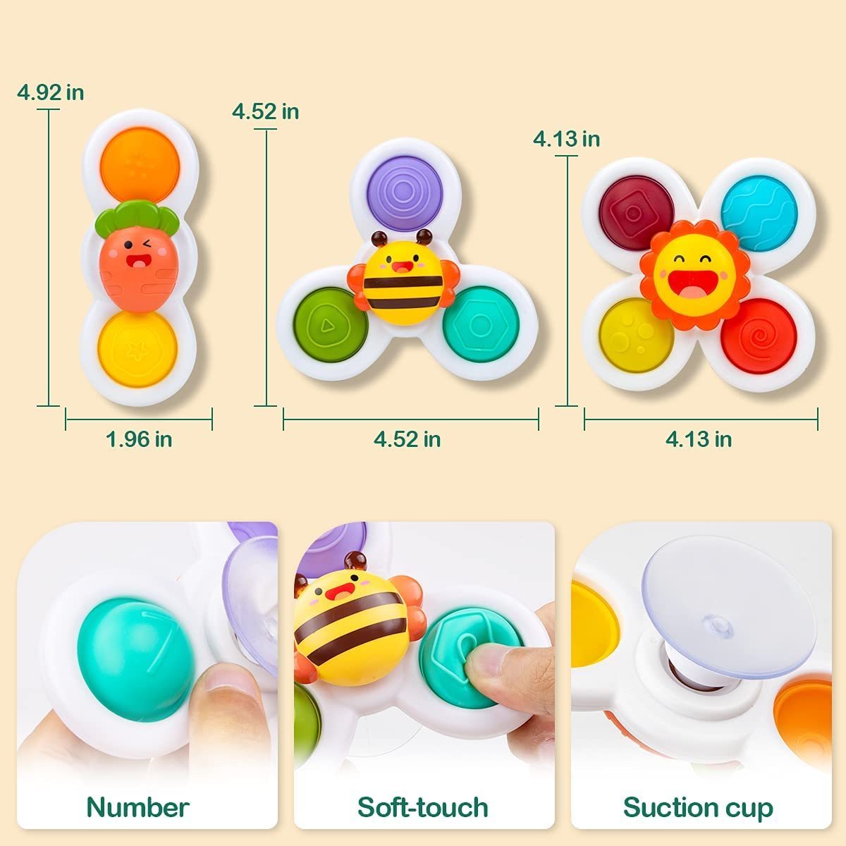 Early Educational Suction Cup Spinning Top Silicone Flipping Toy Baby Simple Puzzle Push Game