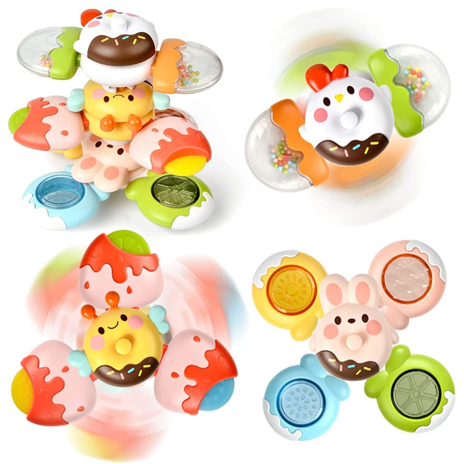 2023 Hot Selling Toy Cute Candy Animal Baby Bathing Spinner Toy Fingertip Suction Cup Spinner