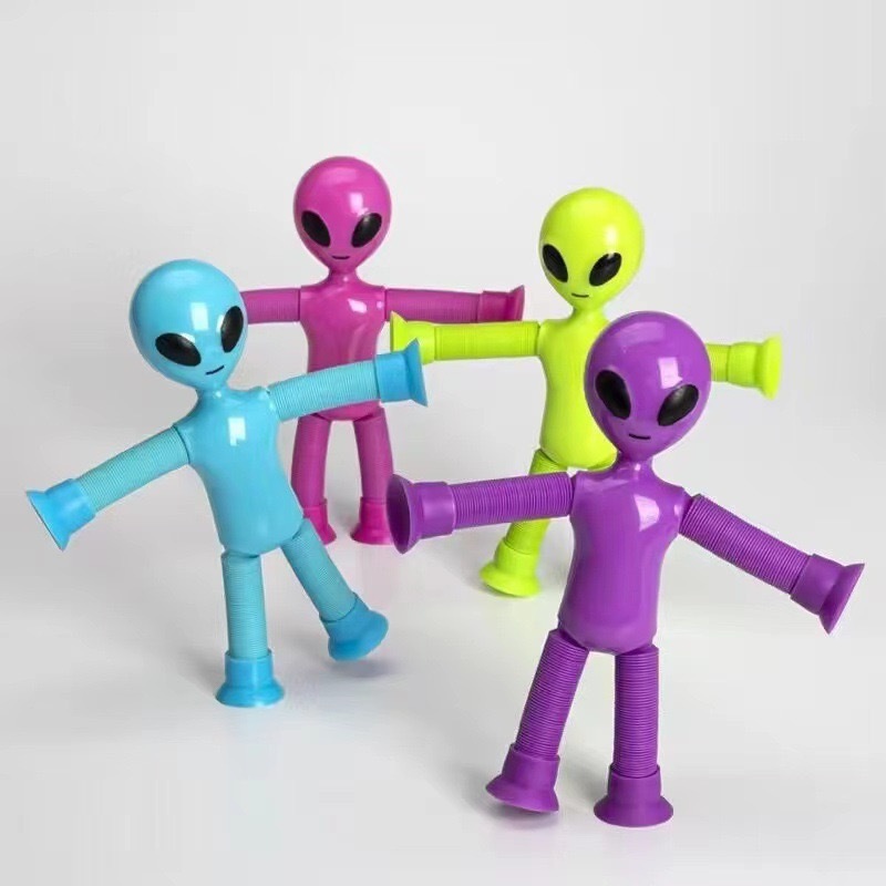 Cartoon Alien Educational Toys for Kids Learning Wholesale Novelty Gag Toys Suction Cup Expansion Tube