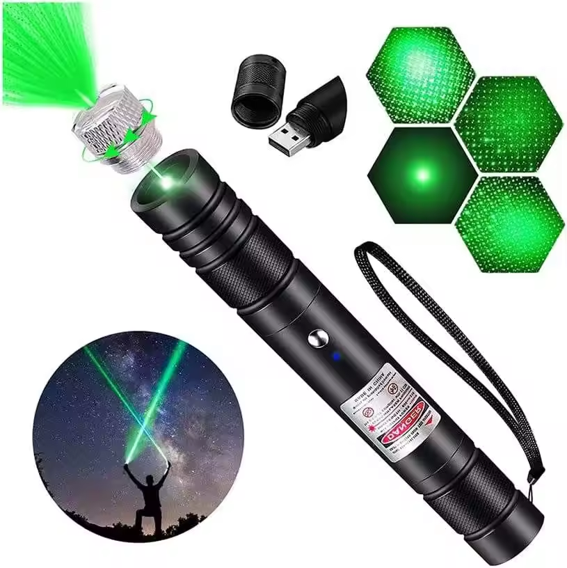 Rechargeable Laser Green Laser Pointer Pen Astronomy Visible Beam Light Long-Range High-Power Laser Pointer Adjustable Mode