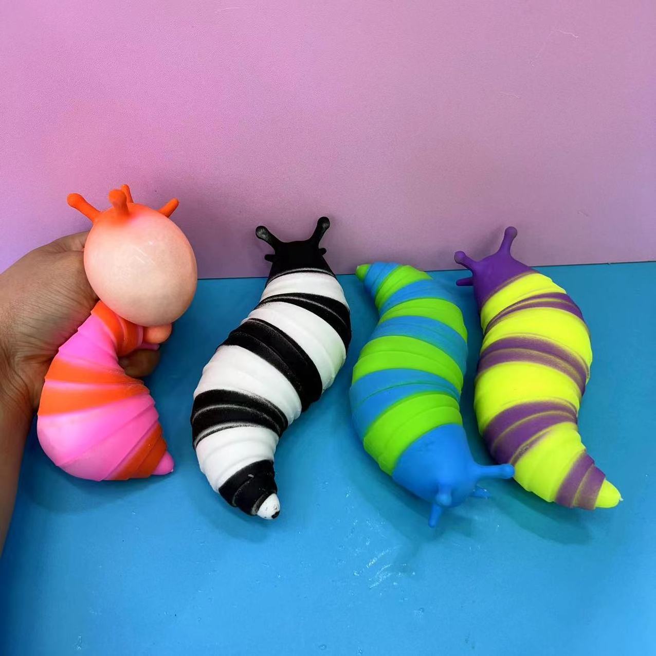 Simulated Flour Slug Hot Selling Decompression Snail Worm Squeezing Soft Glue Children's Release Toys