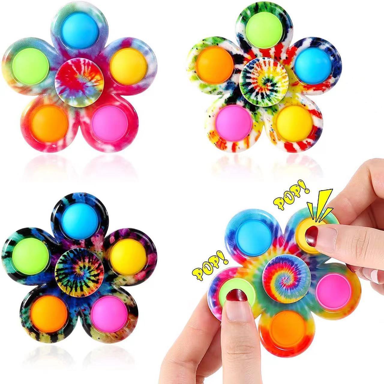 Decompression Rotating Spinner Interesting Colorful Rainbow Flowery Press Fidget Toy