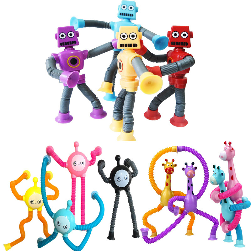 Cartoon Alien Educational Toys for Kids Learning Wholesale Novelty Gag Toys Suction Cup Expansion Tube