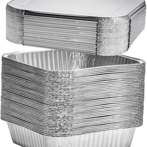 Square Disposable Aluminium Food Aluminum Foil Baking Pans Containers Tray With Lids