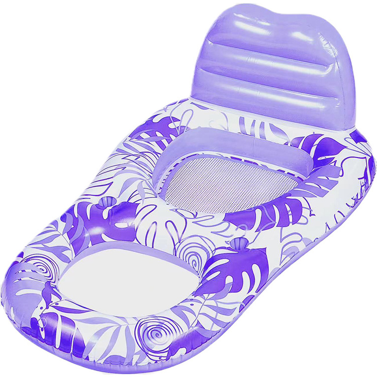 Inflatable Water Pool Float Adult Outdoor Floating Pool Lounge Chair with Cup Holder