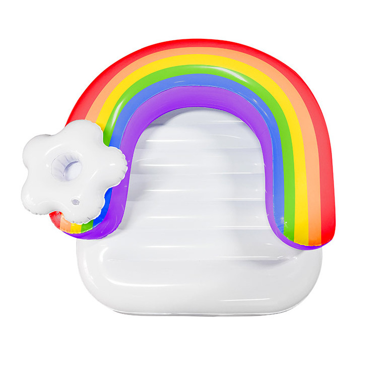 Rainbow Inflatable PVC Chair Sofa Blow Up Adults Couch with Cup Holder