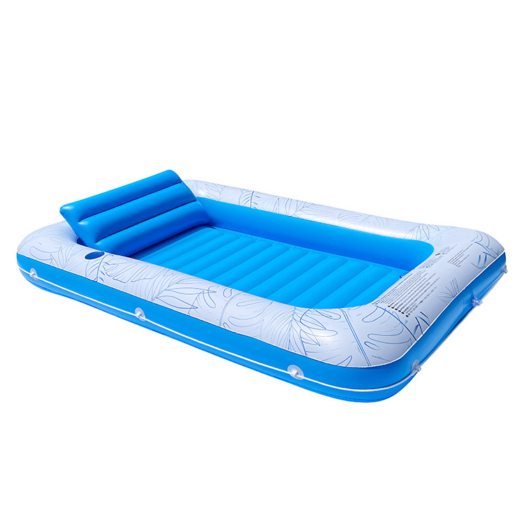 Inflatable Tanning Pool Lounger Float 4 in 1 Blow Up Pool Floating Raft Tanning Bed