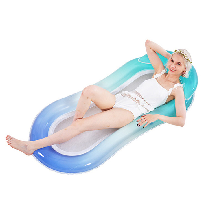 Chinese Factory Custom Printed Inflatable Mesh Water Pool Float Lounger Hammock Net Air Bed