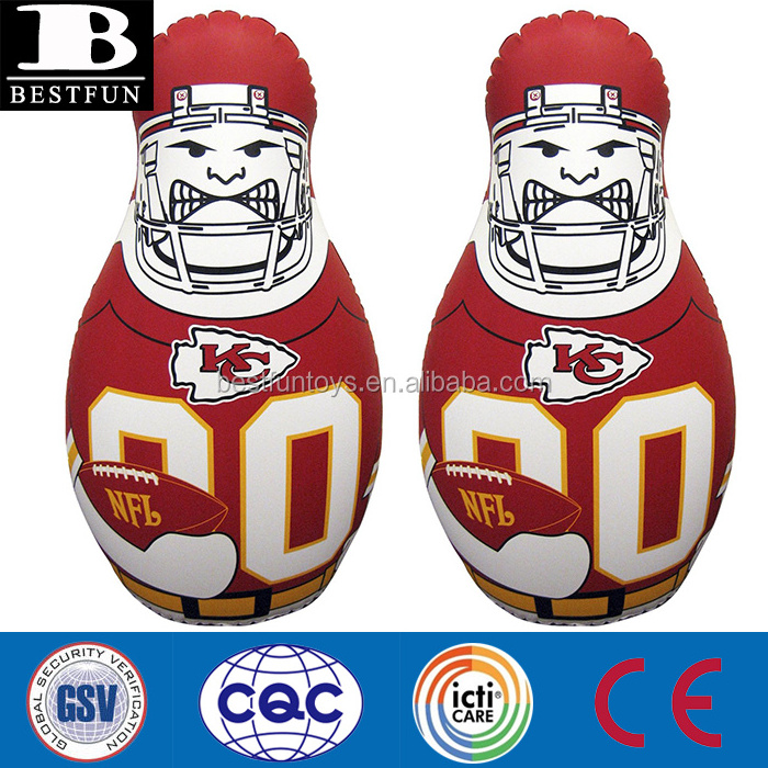 factory customized durable vinyl inflatable NFL tackle buddy pvc NFL bop bag kids toy bounce back punching bag toy