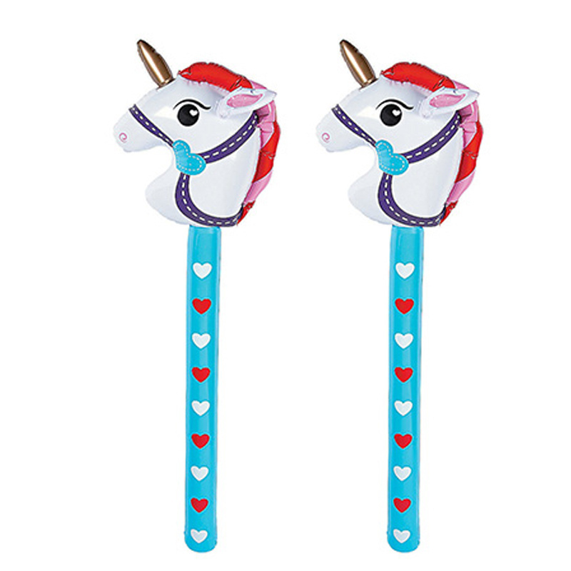 factory customized vinyl inflatable Valentine'e Day unicorn stick horse toys party decoration