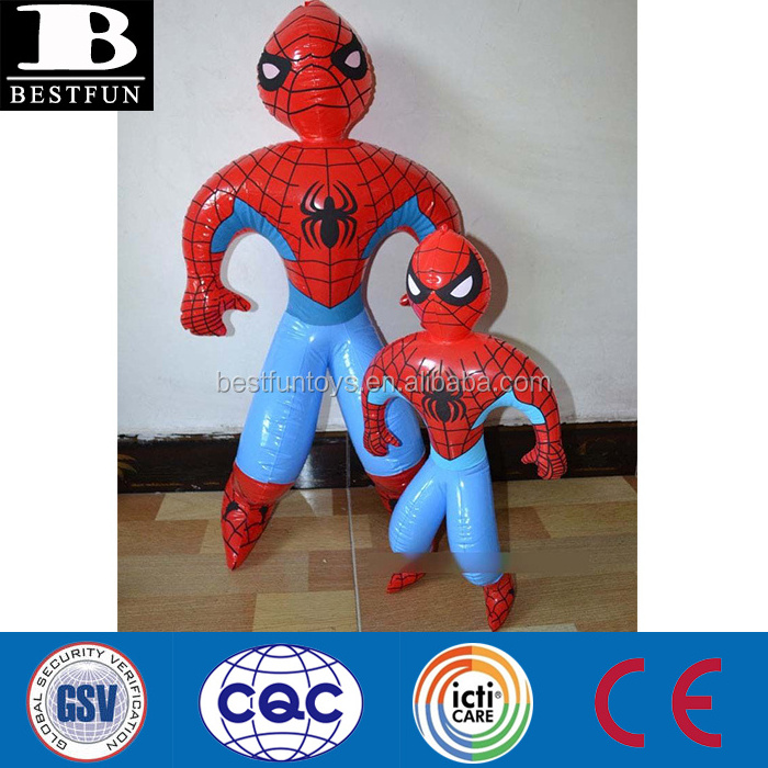 durable PVC custom inflatable spiderman cartoon toy 100cm vinyl soft toy hot movie cartoon characters toys for kids