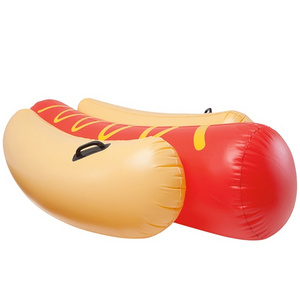 High strength PVC safety inflatable hot dog float durable vinyl blow up sausage pool floating raft toys