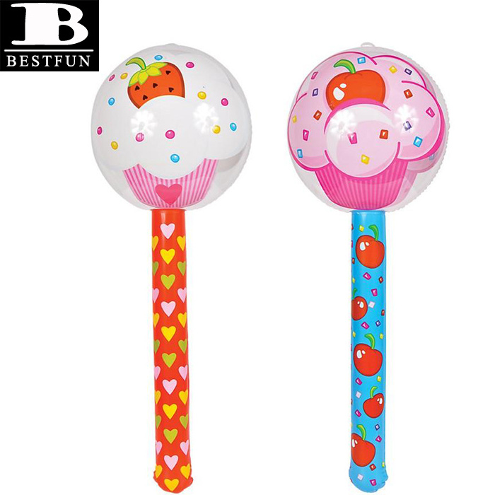 factory customized inflatable cupcake lollipop plastic cupcake magic stick kids lollipop cheering stick for party decoration