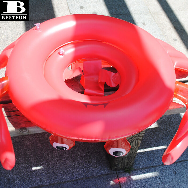 customized PVC inflatable crab baby swimming chair thickened plastic blow up toddler water hammock seat swim tube float