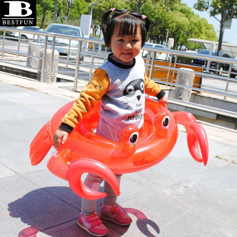 customized PVC inflatable crab baby swimming chair thickened plastic blow up toddler water hammock seat swim tube float