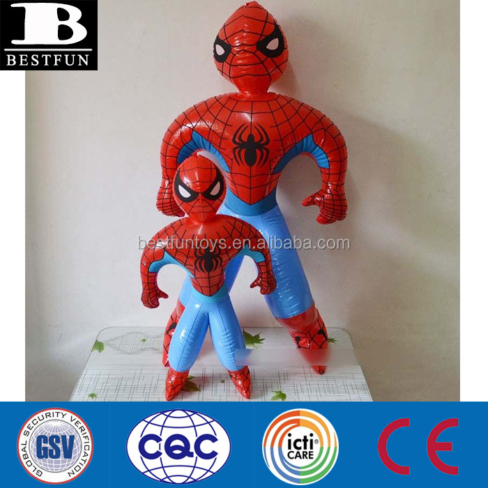 durable PVC custom inflatable spiderman cartoon toy 100cm vinyl soft toy hot movie cartoon characters toys for kids