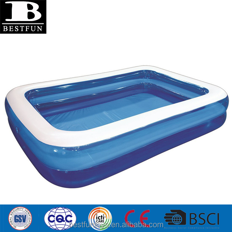 heavy duty thick PVC  inflatable rectangular pool durable plastic blow up family size swimming pool