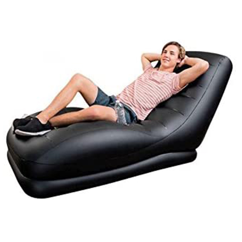 Inflatable Black Mega Lounge Chair with Built-in Cup Holder