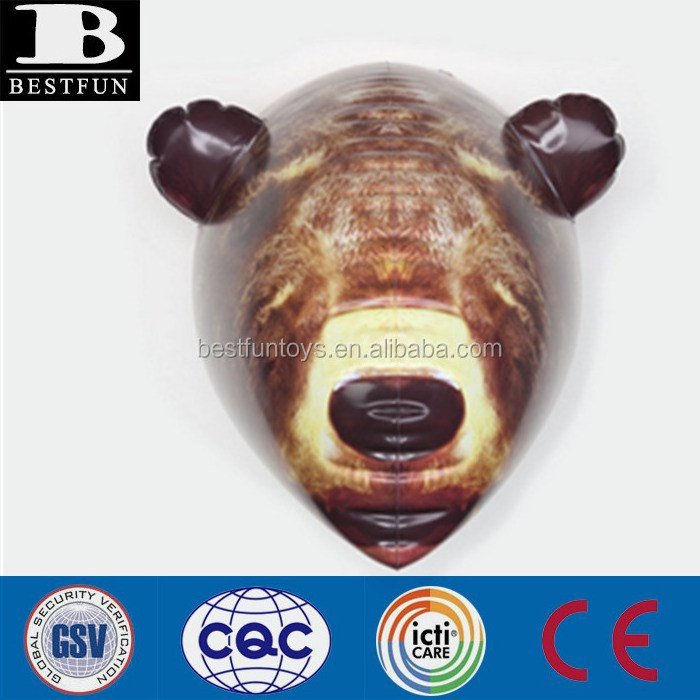 factory customized heavy duty PVC 3D model Inflatable Bear Head for Decoration