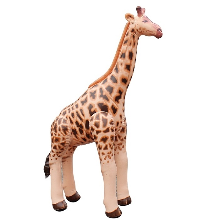 OEM factory big lifelike inflatable giraffe giant plastic wild animals toys decorative giraffe toys