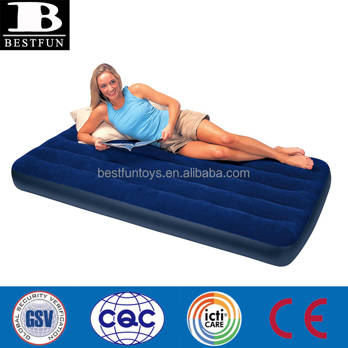 high quality comfortable and stylish flocked single inflatable air bed mattress portable camping single airbed