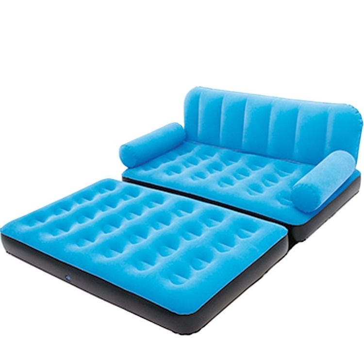 Inflatable Double Sofa Air Bed Couch Blow Up Furniture with Pump Flocking pull out chair bed for camping