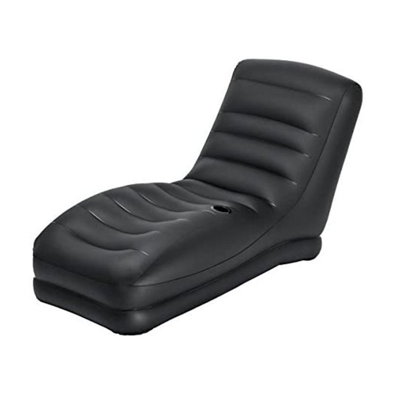 Inflatable Black Mega Lounge Chair with Built-in Cup Holder