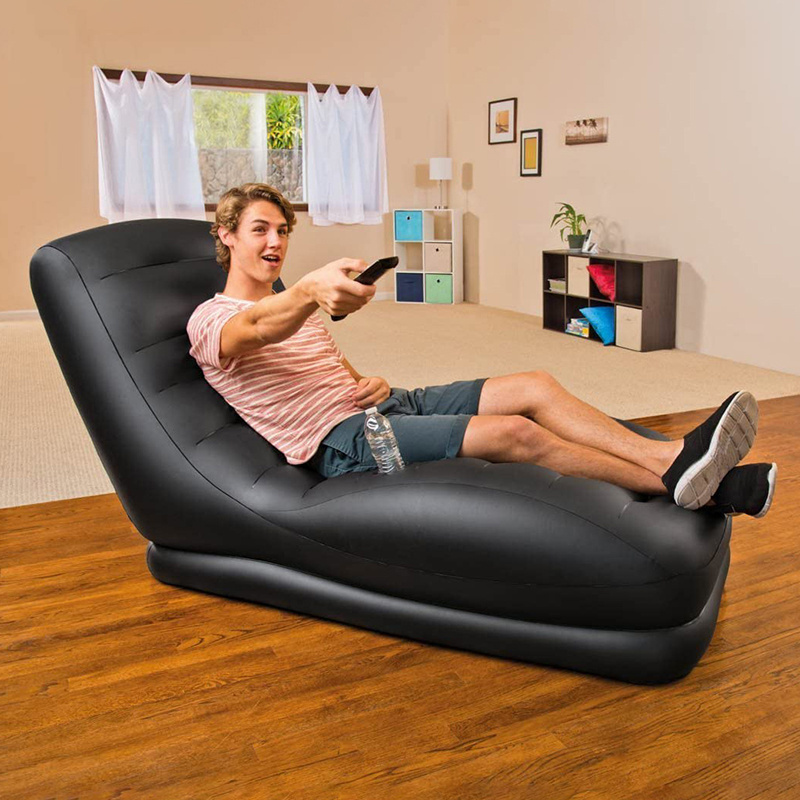 Inflatable Black Mega Lounge Chair with Built-in Cup Holder