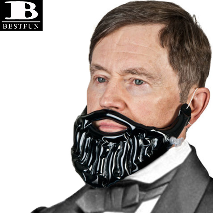 soft PVC inflatable beard for gentlemen big black beard party props fake mustache beard for sale