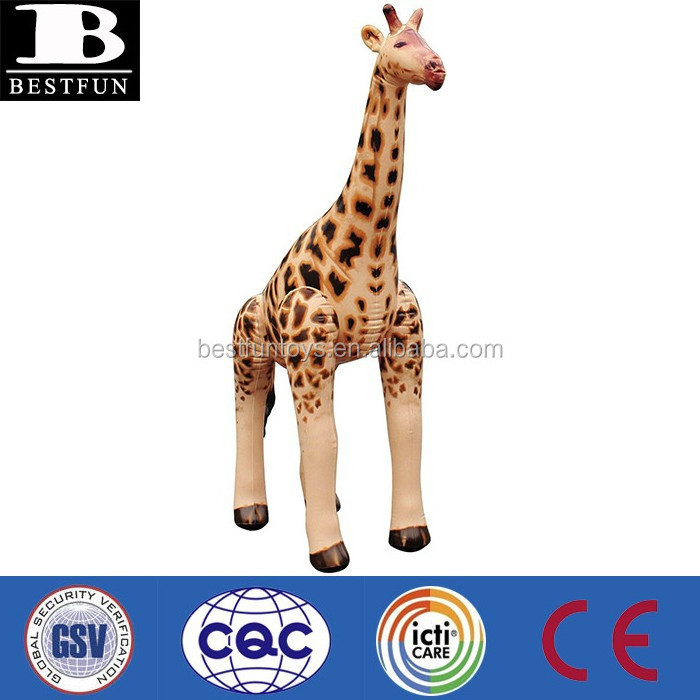 OEM factory big lifelike inflatable giraffe giant plastic wild animals toys decorative giraffe toys