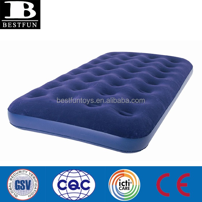 high quality comfortable and stylish flocked single inflatable air bed mattress portable camping single airbed