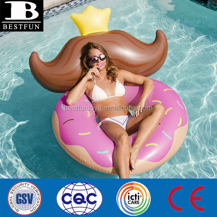 factory customized vinyl ridiculous inflatable sprinkle donut mustache pool float funny blow up swimming toys for adult