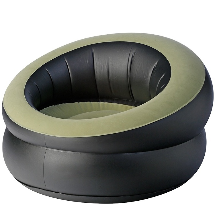 heavy duty flocked plastic inflatable chair folding inflatable single round chair relax inflatable round lazy big sofa chair