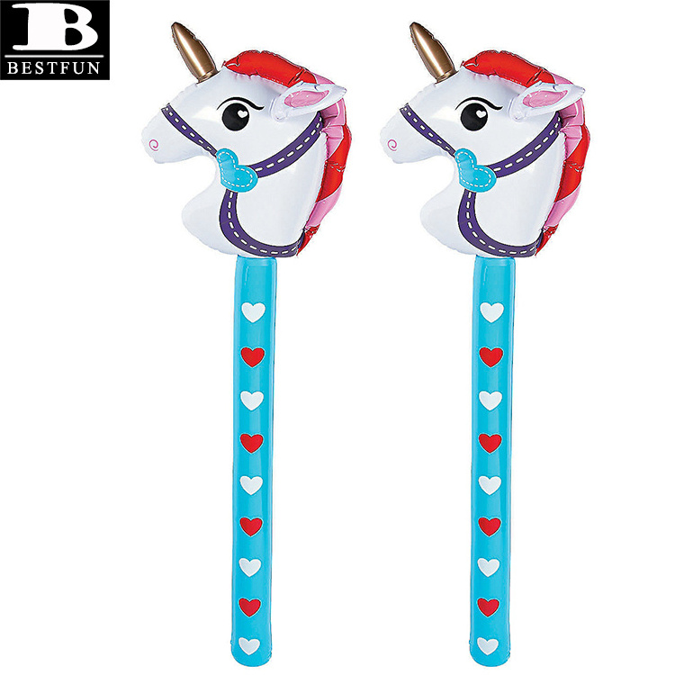 factory customized vinyl inflatable Valentine'e Day unicorn stick horse toys party decoration