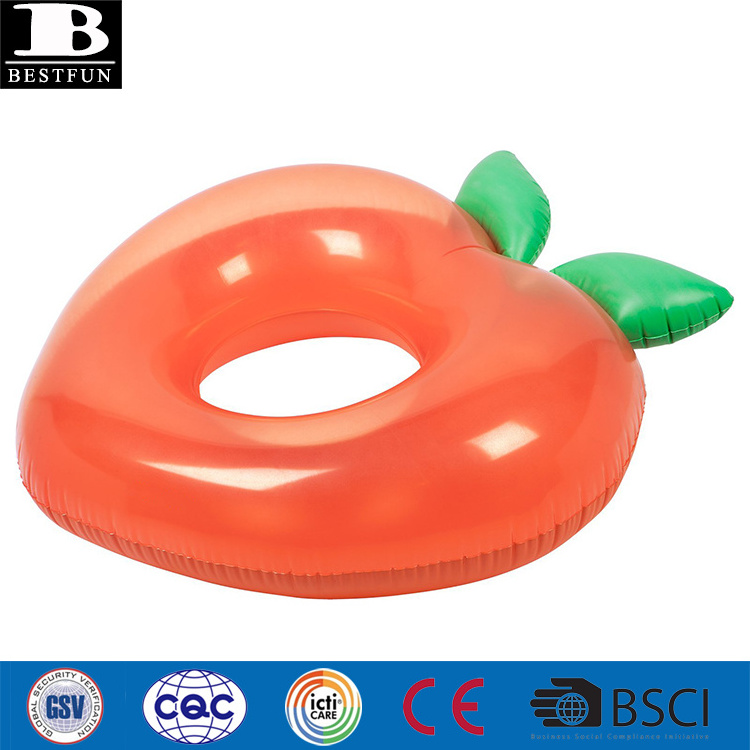 factory customized vinyl inflatable luxe pool ring durable PVC blow up peach shaped water swimming tube float