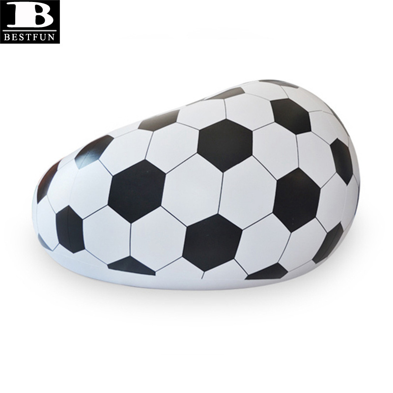 customized PVC inflatable soccer chair folding portable plastic blow up football lazy sofa furniture for home camping outdoor