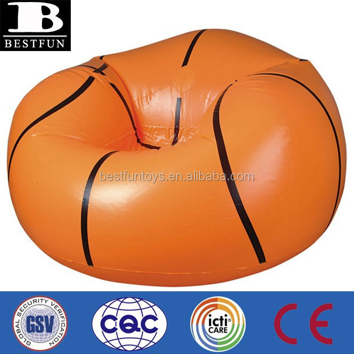 factory customized durable PVC inflatable basketball armchairs bean bag chairs PVC sports chair lazy sofa furniture