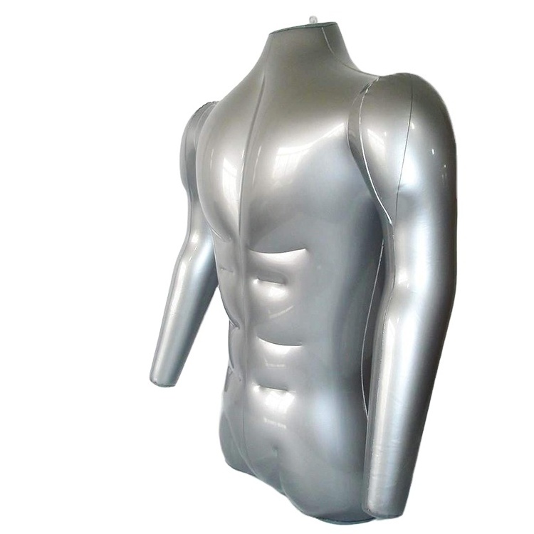 heavy duty PVC inflatable male half body mannequin with arms torso top shirt dress form dummy model display