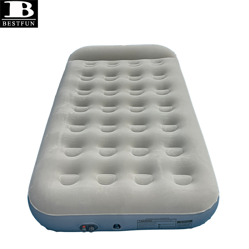 twin size air mattress bed with built-in electric pump & power bank pump one-key inflatable airbed built-in pillow for camping