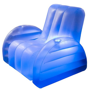 high strength PVC inflatable blow up LED arm chair durable plastic light up single sofa folding single beach armchair