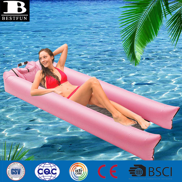 fast inflatable water hammock portable floating lounger compact rafts swimming pool air floating chair toys